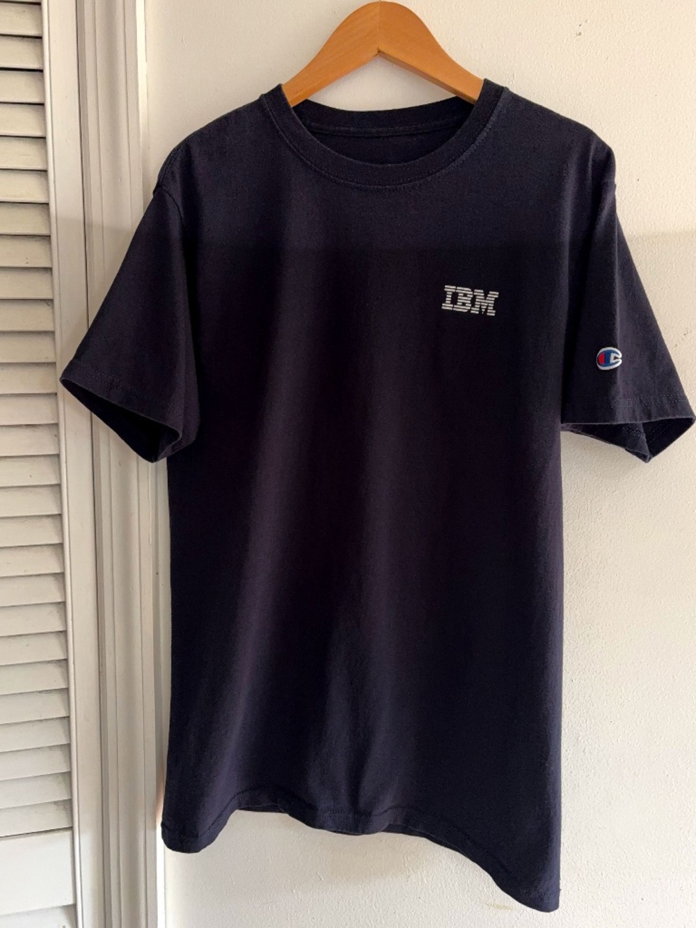 IBM Champion T Shirt Men's Small Navy Blue Corporate Logo Tech Tee